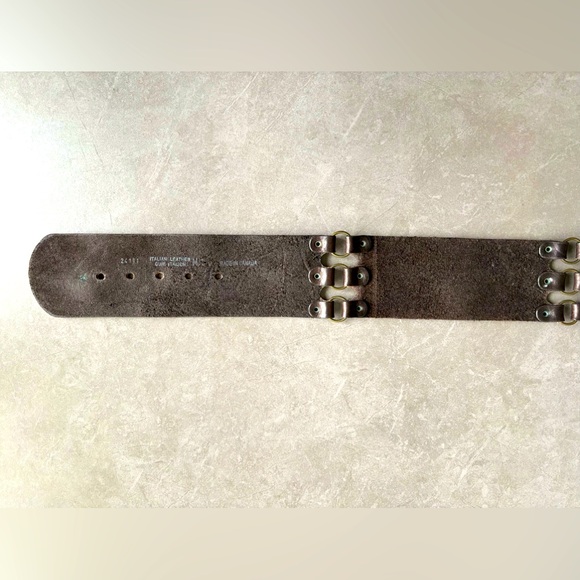 Boho, Punk Style Wide Unisex Belt, Genuine Italian Leather, Made in Canada L - Picture 5 of 8